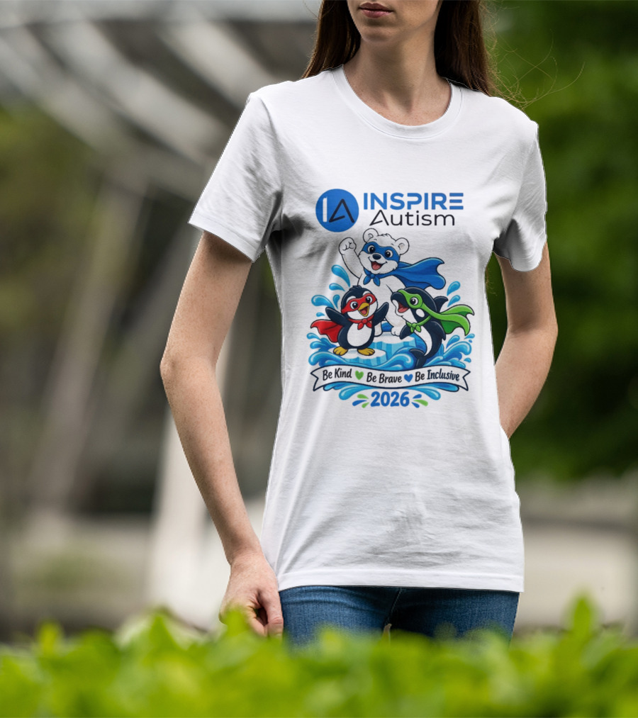 Inspire Autism Hero Walk 2026 Be Kind Brave Inclusive T-Shirt