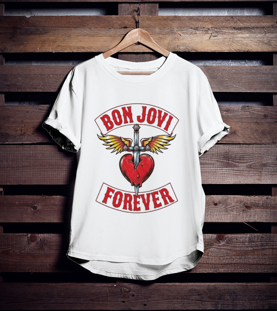 Bon Jovi Forever Heart Dagger Wings T-Shirt