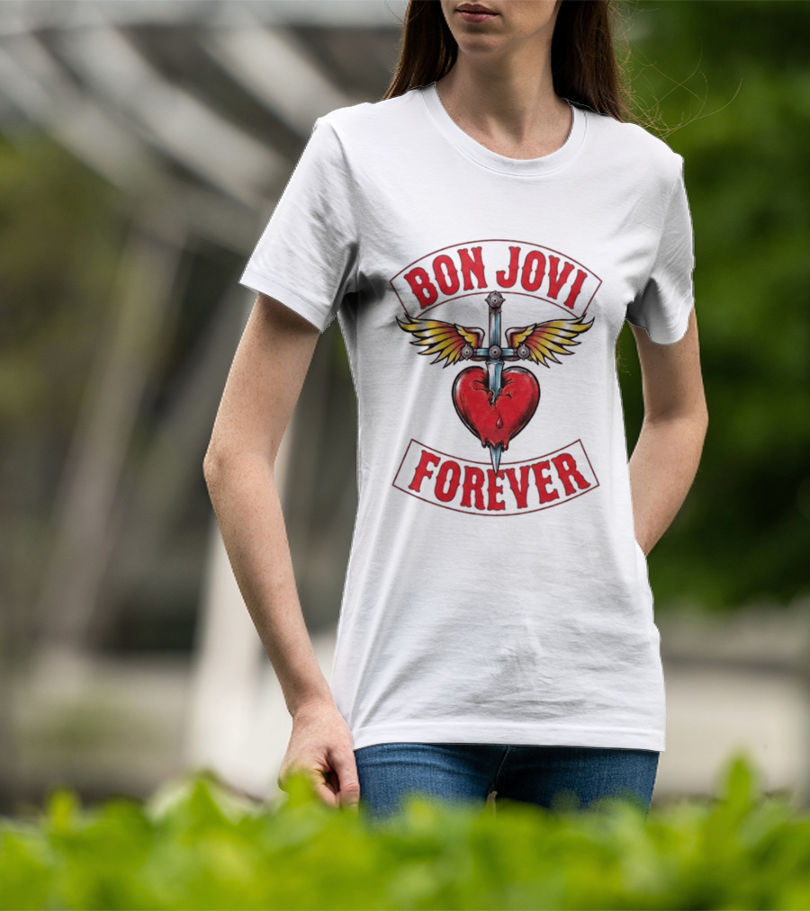 Bon Jovi Forever Heart Dagger Wings T-Shirt