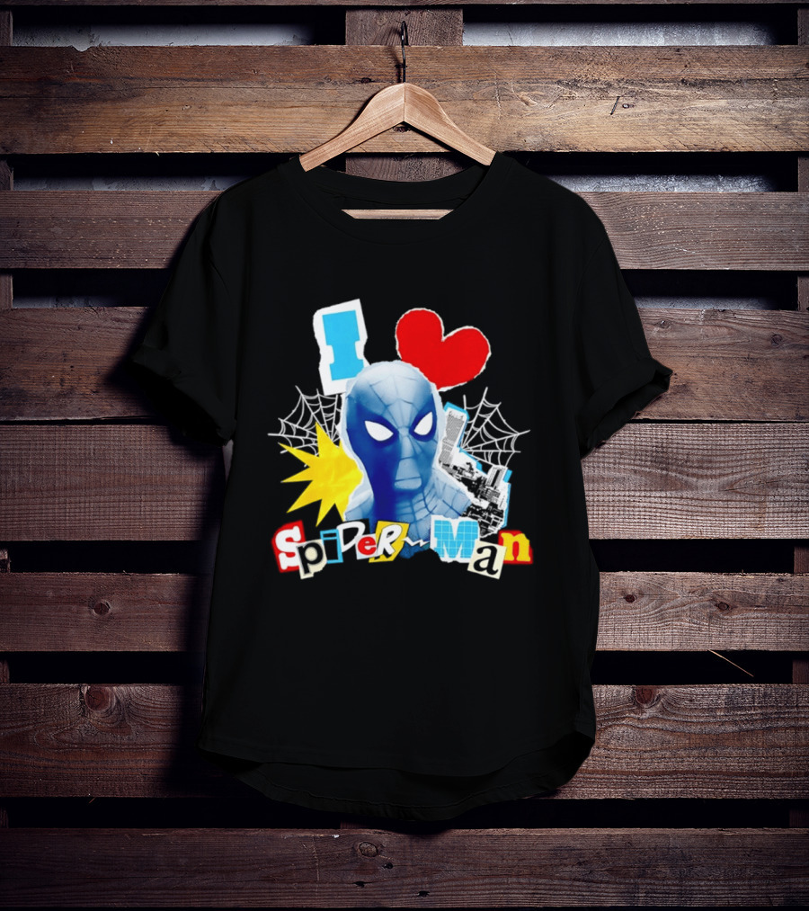 Marvel Spider Man I Love Spider Man Webhead Mask Collage T-Shirt