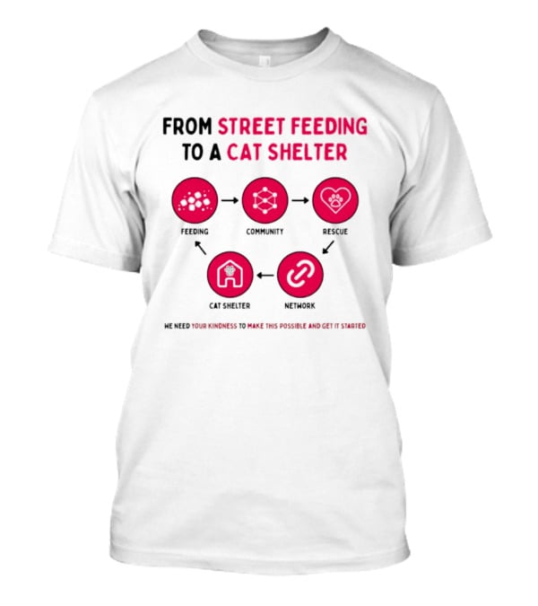 From Street Feeding To A Cat Shelter Feeding Community Rescue Cat Shelter Network T-Shirt