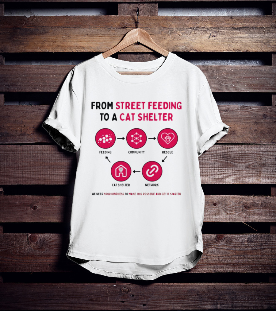 From Street Feeding To A Cat Shelter Feeding Community Rescue Cat Shelter Network T-Shirt