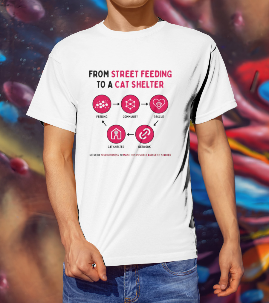 From Street Feeding To A Cat Shelter Feeding Community Rescue Cat Shelter Network T-Shirt