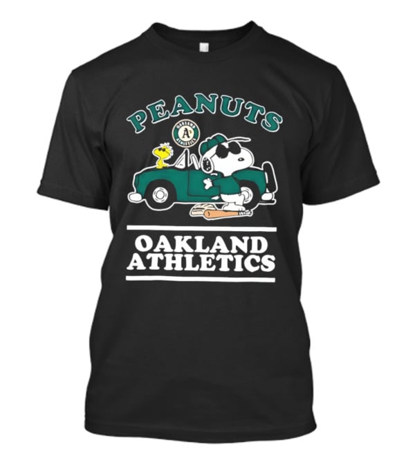 Peanuts Oakland Athletics Snoopy And Woodstock Driving T-Shirt