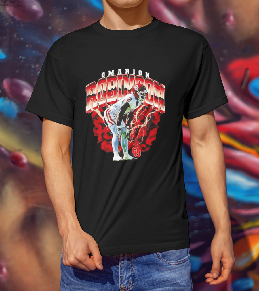 Omarion Robinson Oklahoma Sooners Football Lightning OU T-Shirt