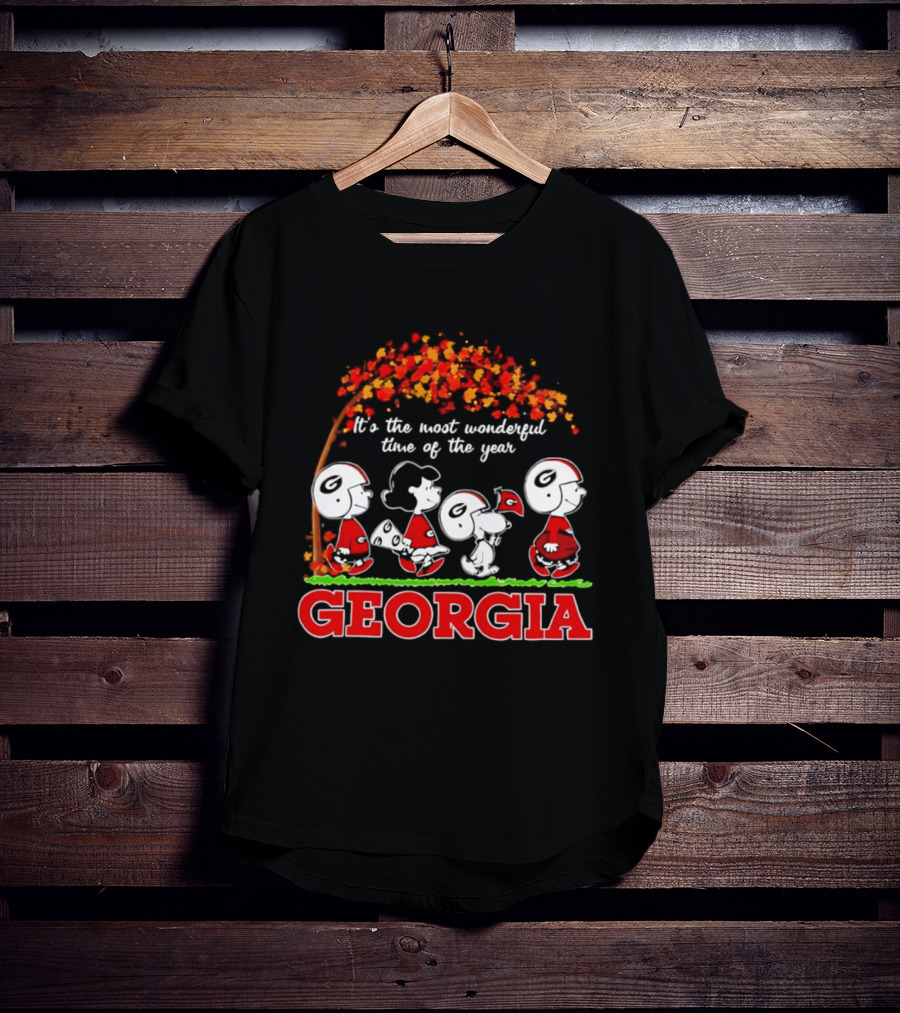 Peanuts Georgia Bulldogs Fall Halloween It's The Most Wonderful Time Of The Year T-Shirt