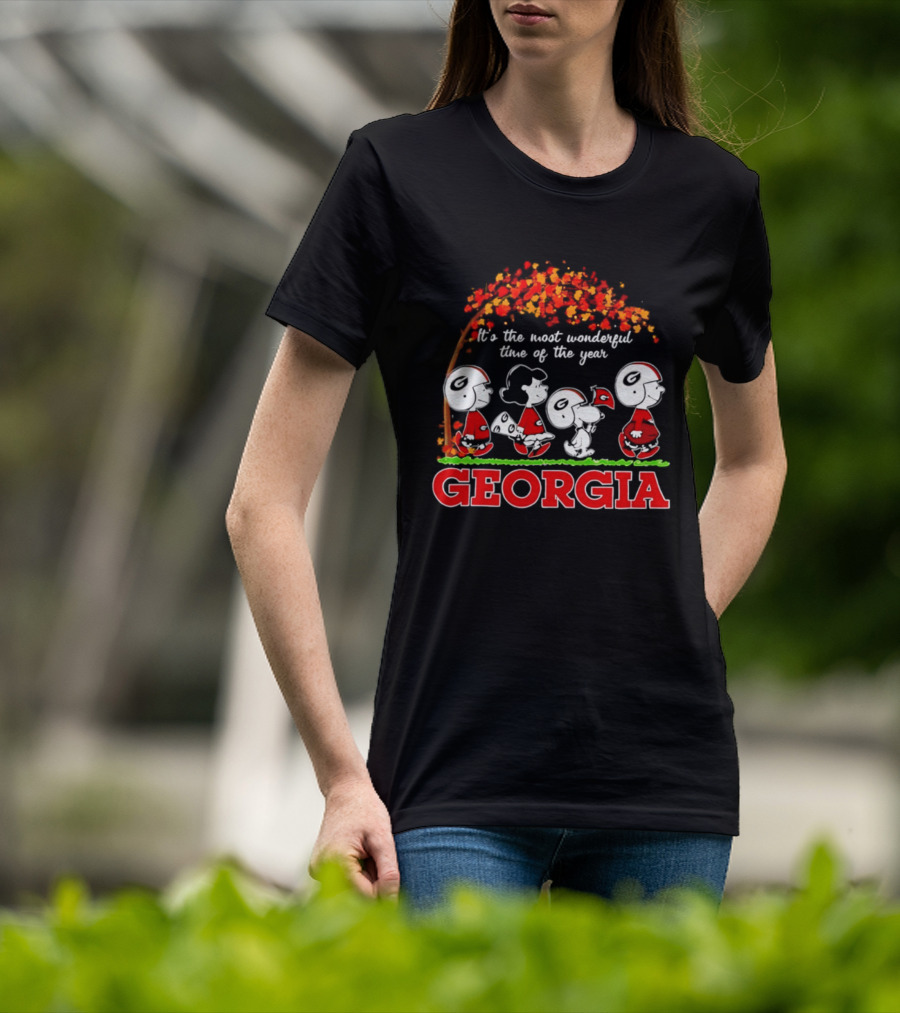 Peanuts Georgia Bulldogs Fall Halloween It's The Most Wonderful Time Of The Year T-Shirt