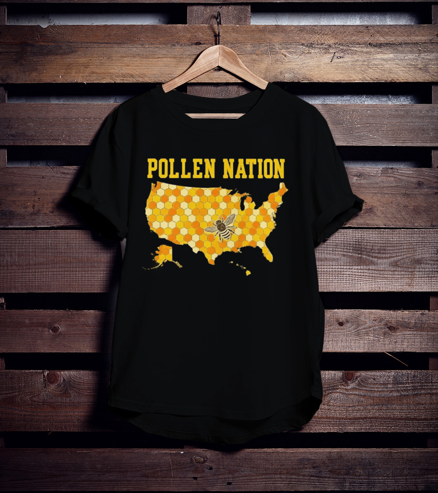 Pollen Nation USA Honeycomb Map Bee T-Shirt