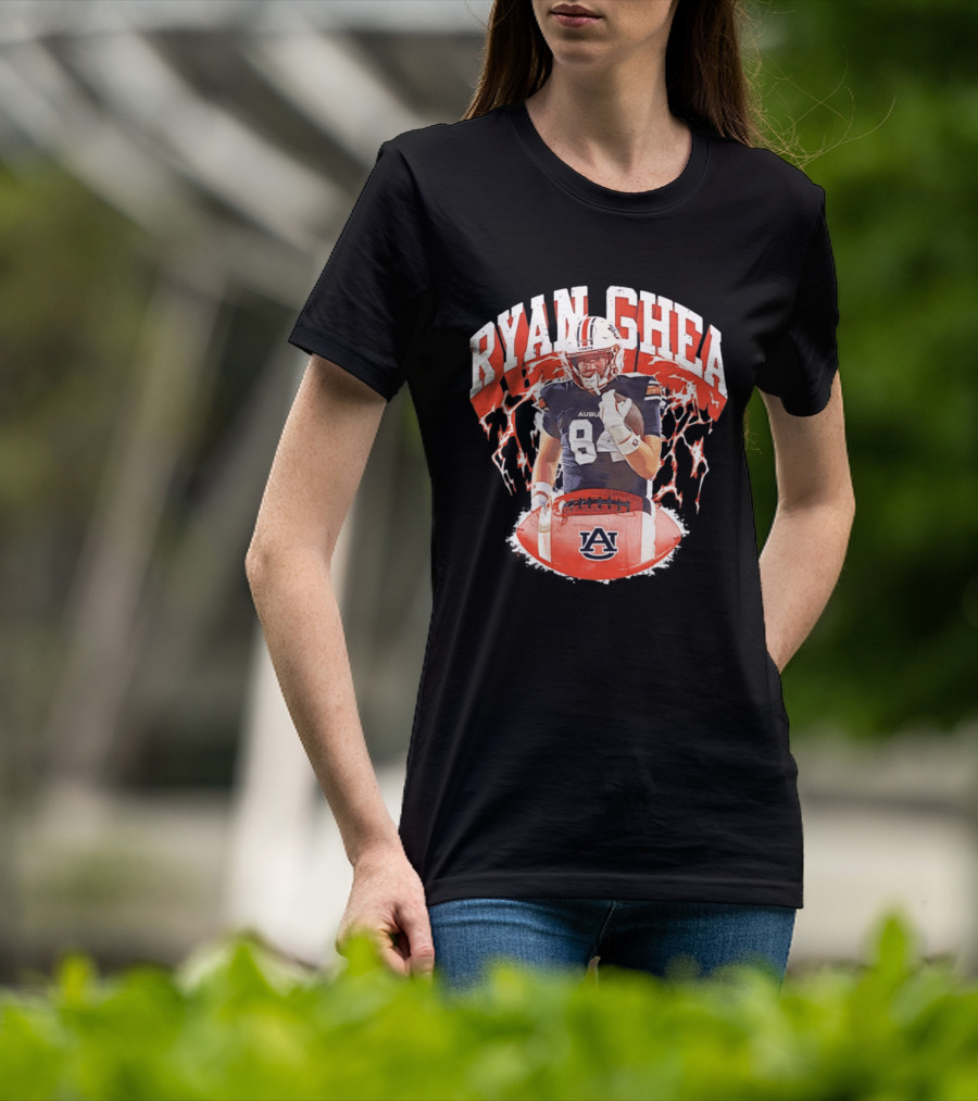 Ryan Ghea Auburn Tigers Football Lightning Bold Number 84 T-Shirt