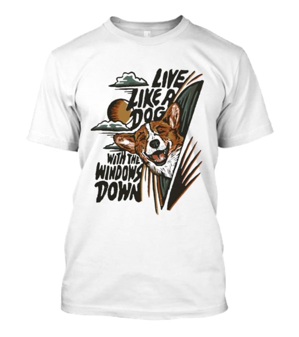 Live Like A Dog With The Windows Down Retro Sunset Dog T-Shirt