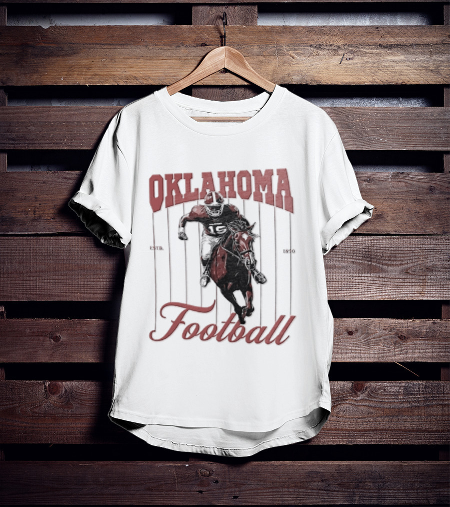 Oklahoma Sooners Football Player On Horse Estb 1890 T-Shirt