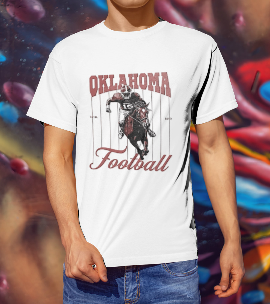 Oklahoma Sooners Football Player On Horse Estb 1890 T-Shirt