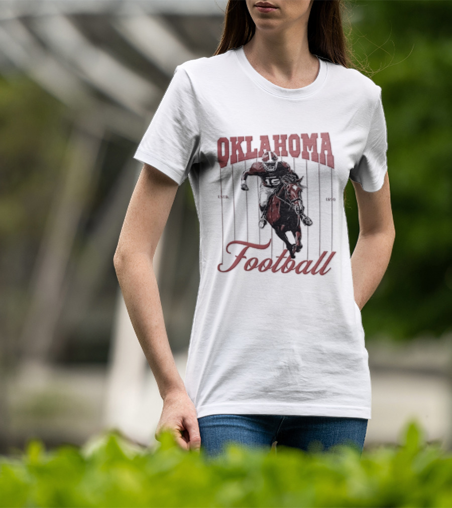 Oklahoma Sooners Football Player On Horse Estb 1890 T-Shirt