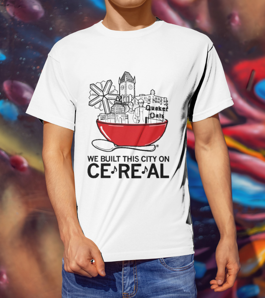 We Built This City On Ce Re Al Red Bowl Skyline T-Shirt