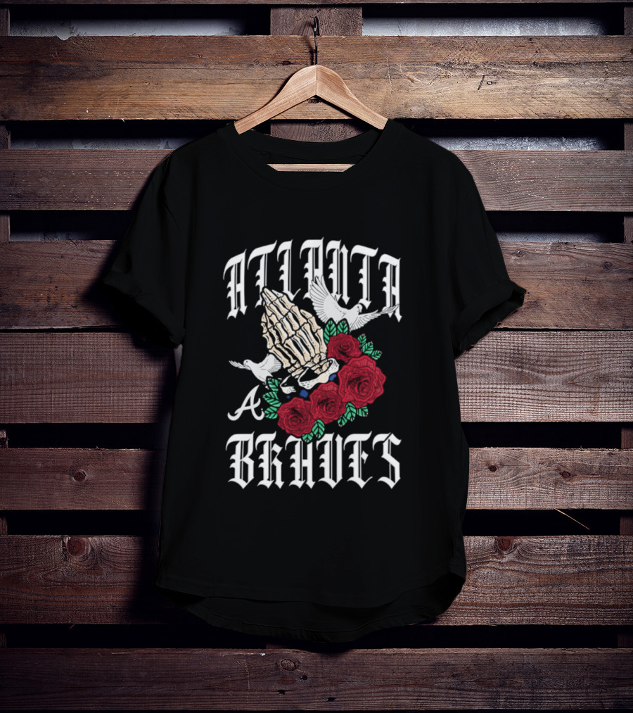 Atlanta Braves Gothic Bloom Praying Hands Halloween Roses 2026 T-Shirt