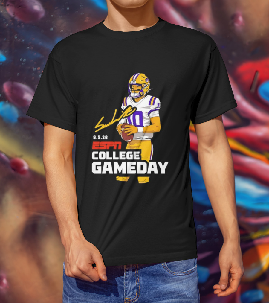 Sam Leavitt 9 3 26 ESPN College Gameday LSU Tigers Football T-Shirt