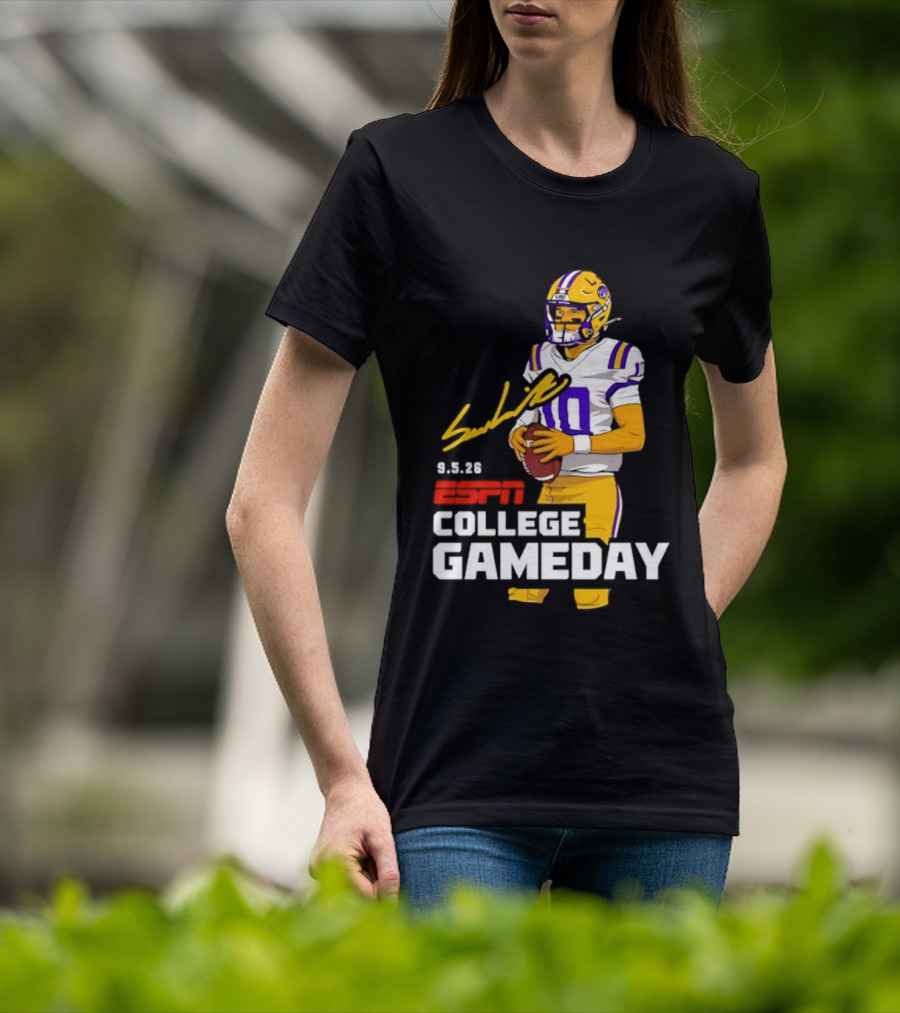 Sam Leavitt 9 3 26 ESPN College Gameday LSU Tigers Football T-Shirt