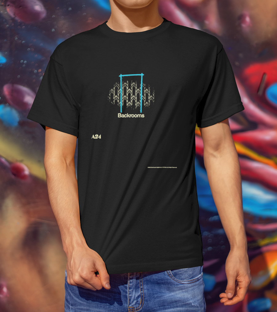 A24 Backrooms Hideo Kojima Inspired Concept With Abstract Doorway And Zigzag T-Shirt