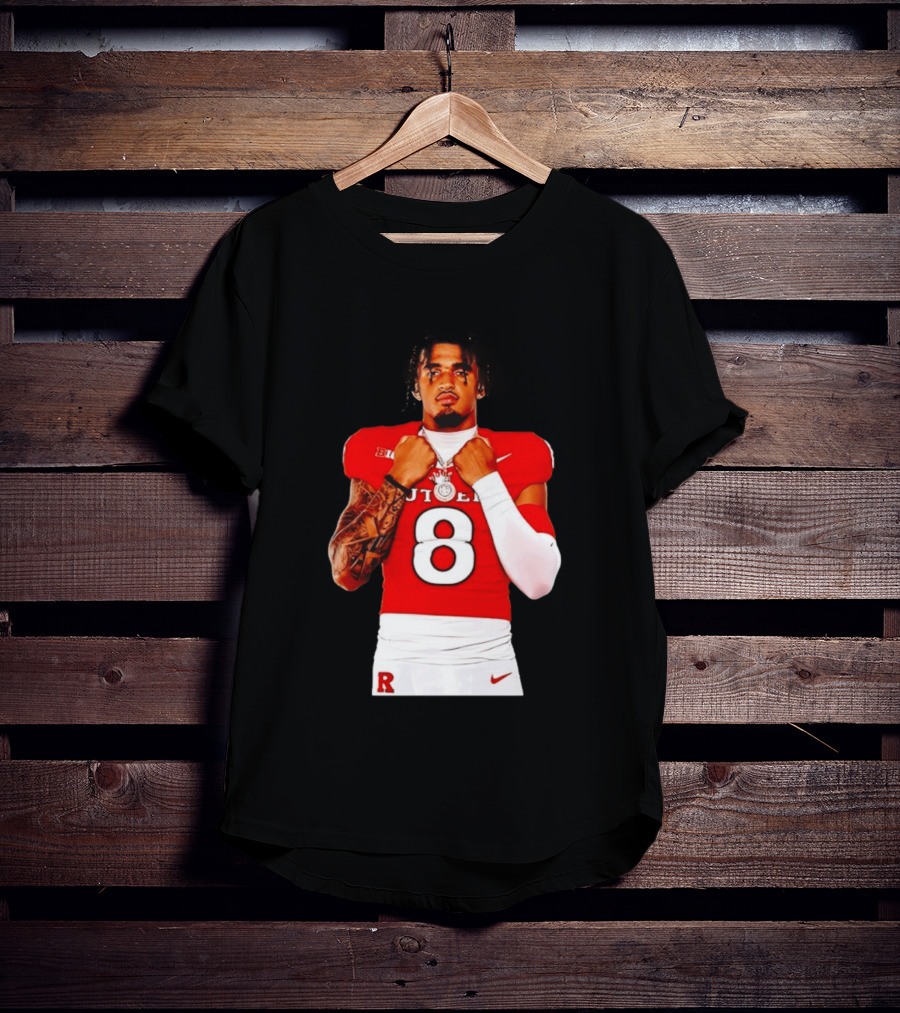 KJ Duff Rutgers Scarlet Knights Football Number 8 NCAA Moment T-Shirt