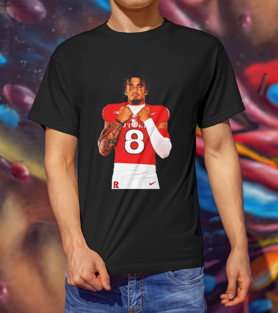 KJ Duff Rutgers Scarlet Knights Football Number 8 NCAA Moment T-Shirt