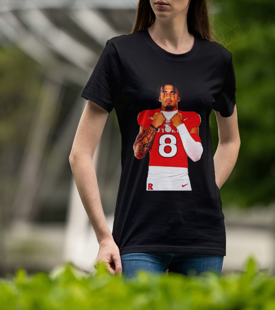 KJ Duff Rutgers Scarlet Knights Football Number 8 NCAA Moment T-Shirt