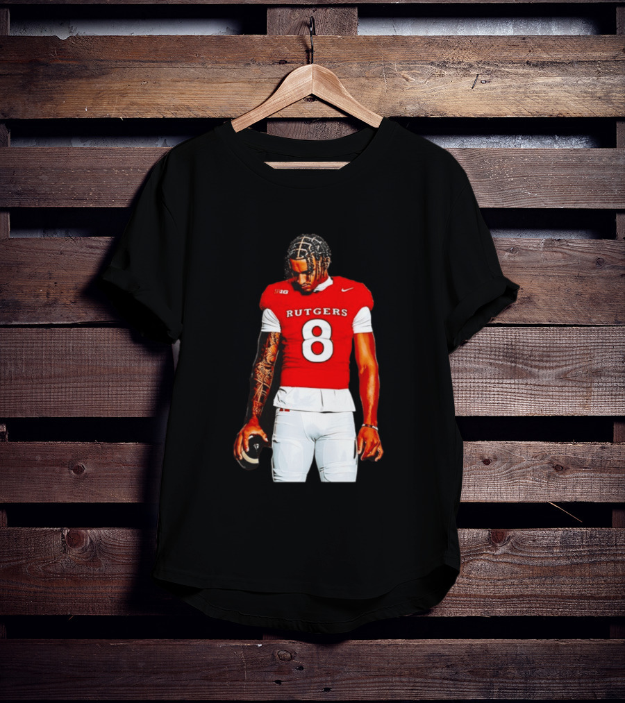 KJ Duff Number 8 Rutgers Scarlet Knights NCAA Football Player Nike Jersey T-Shirt