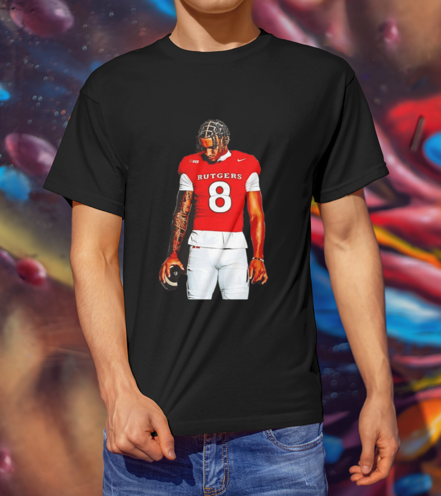 KJ Duff Number 8 Rutgers Scarlet Knights NCAA Football Player Nike Jersey T-Shirt