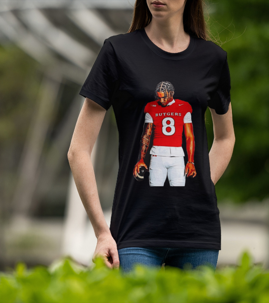 KJ Duff Number 8 Rutgers Scarlet Knights NCAA Football Player Nike Jersey T-Shirt