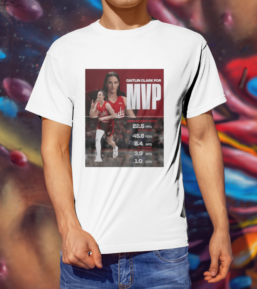 Caitlin Clark For MVP 2026 Stats 22.5 PPG 45.6 FG% 8.4 APG 3.9 RPG 1.0 SPG T-Shirt