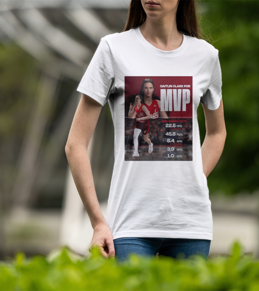 Caitlin Clark For MVP 2026 Stats 22.5 PPG 45.6 FG% 8.4 APG 3.9 RPG 1.0 SPG T-Shirt