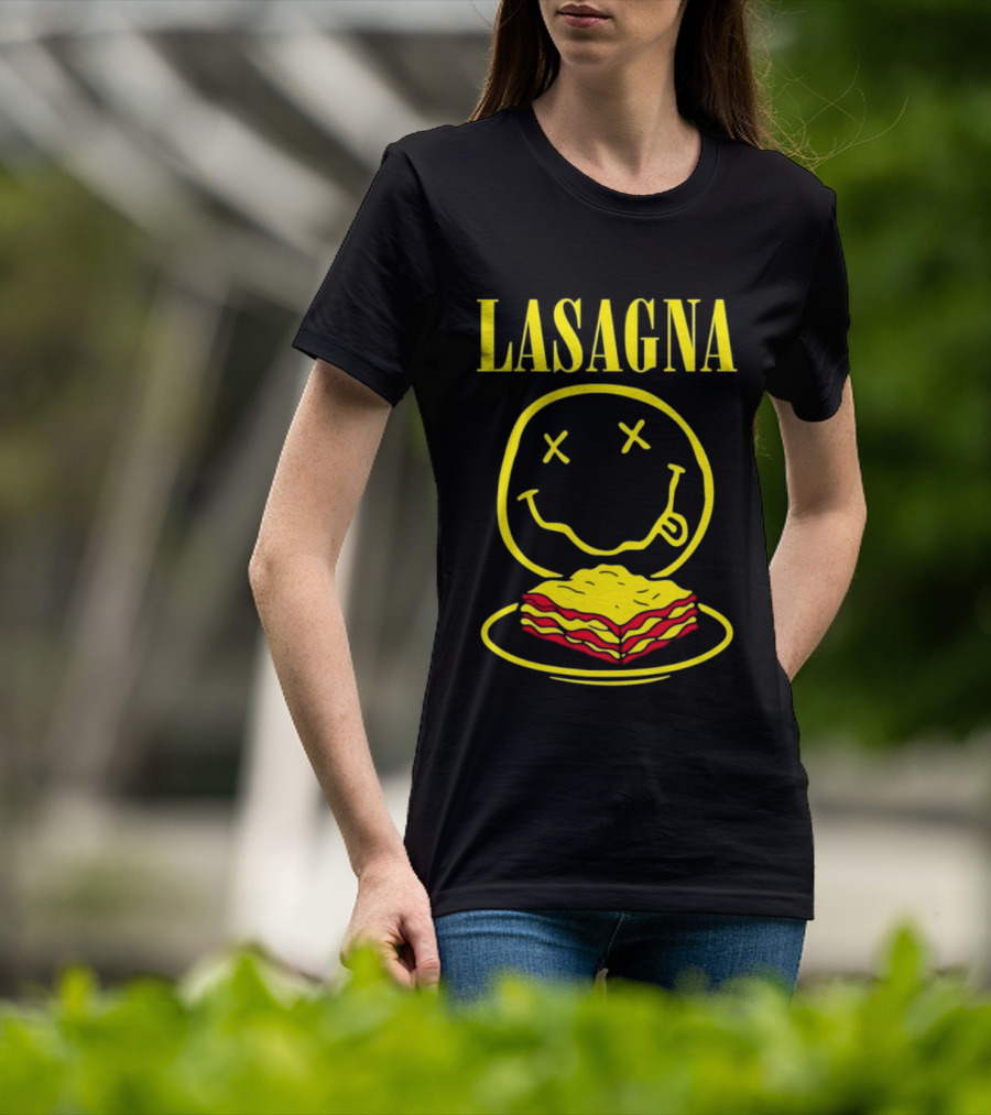Lasagna Smiley Face Grunge Band Nirvana T-Shirt