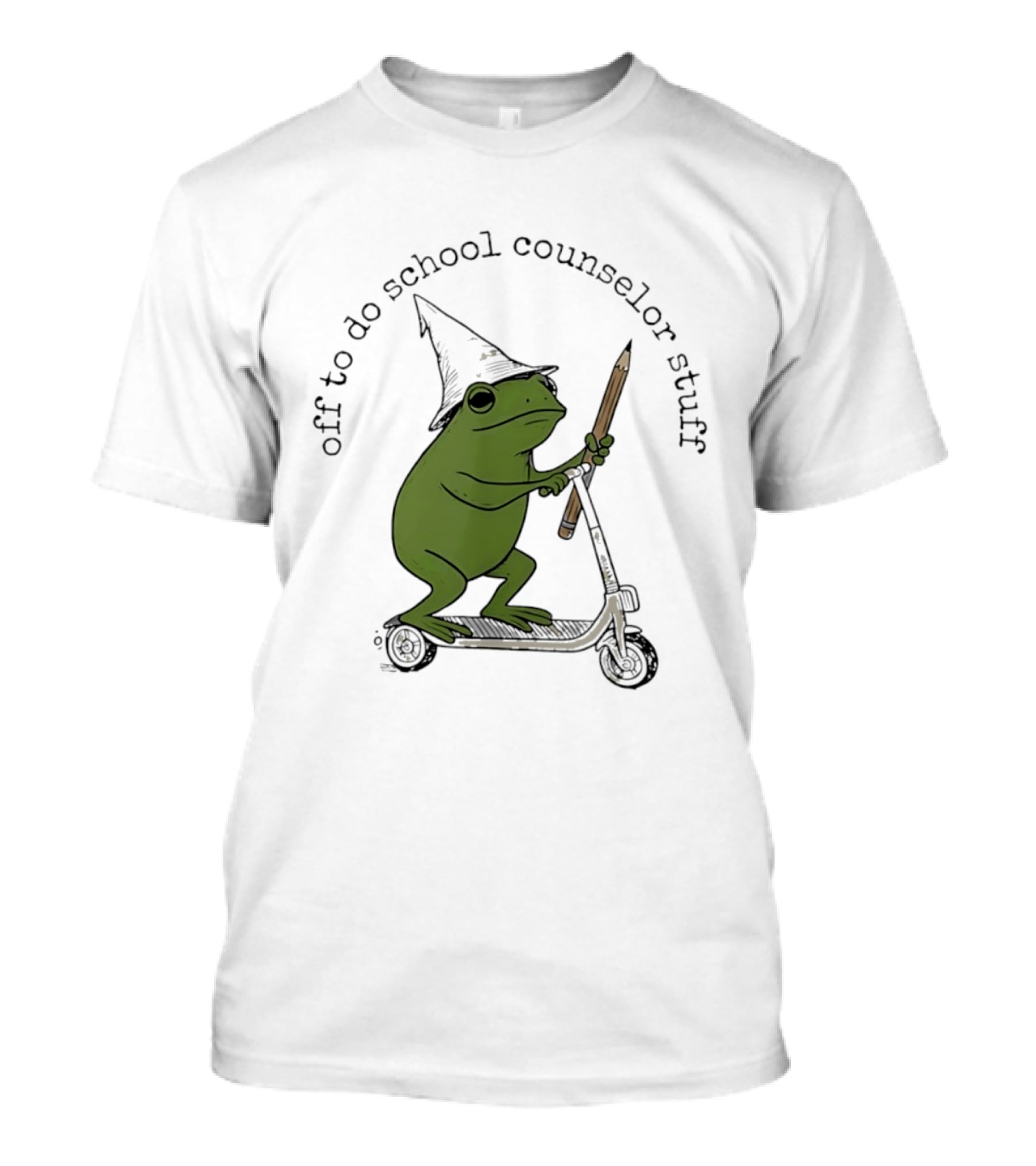 Frog Off To Do School Counselor Stuff With Wizard Hat Riding Scooter T-Shirt