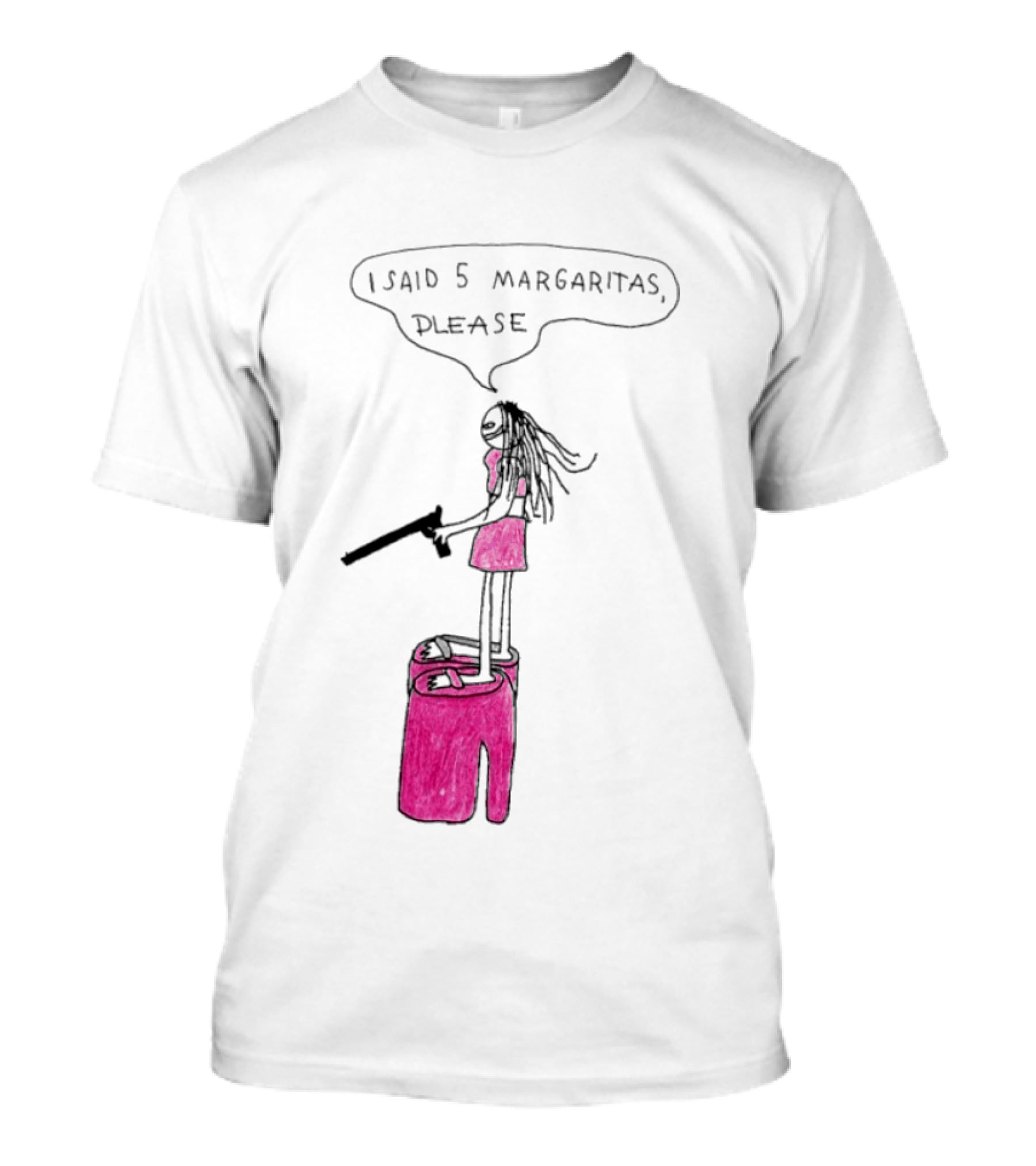 I Said 5 Margaritas Please Funny Stick Figure Woman On Chair T-Shirt