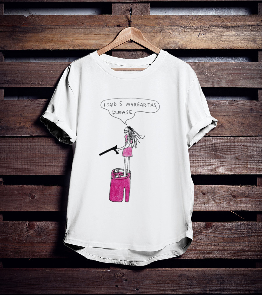 I Said 5 Margaritas Please Funny Stick Figure Woman On Chair T-Shirt