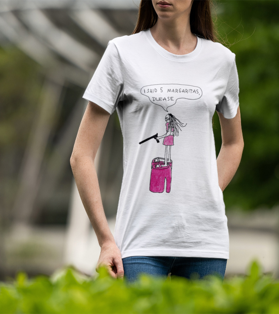 I Said 5 Margaritas Please Funny Stick Figure Woman On Chair T-Shirt