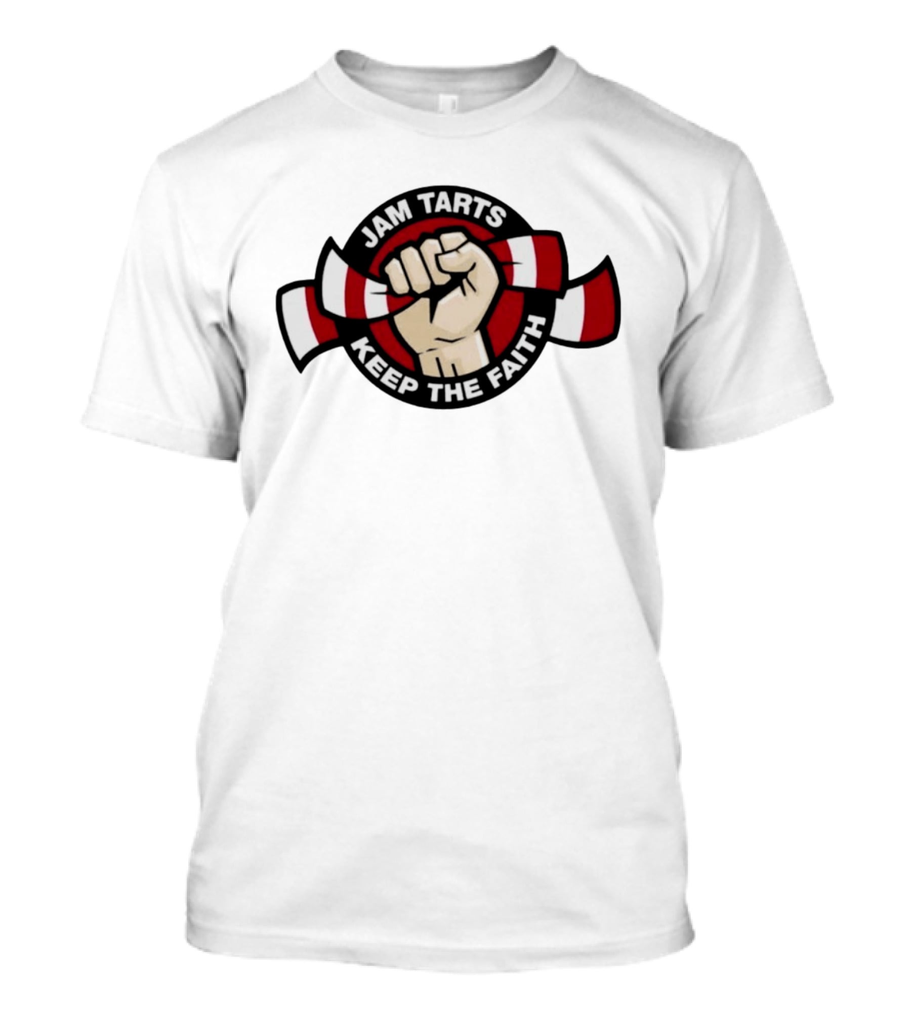 Jam Tarts Keep The Faith Fist Logo Red And White Ribbon T-Shirt