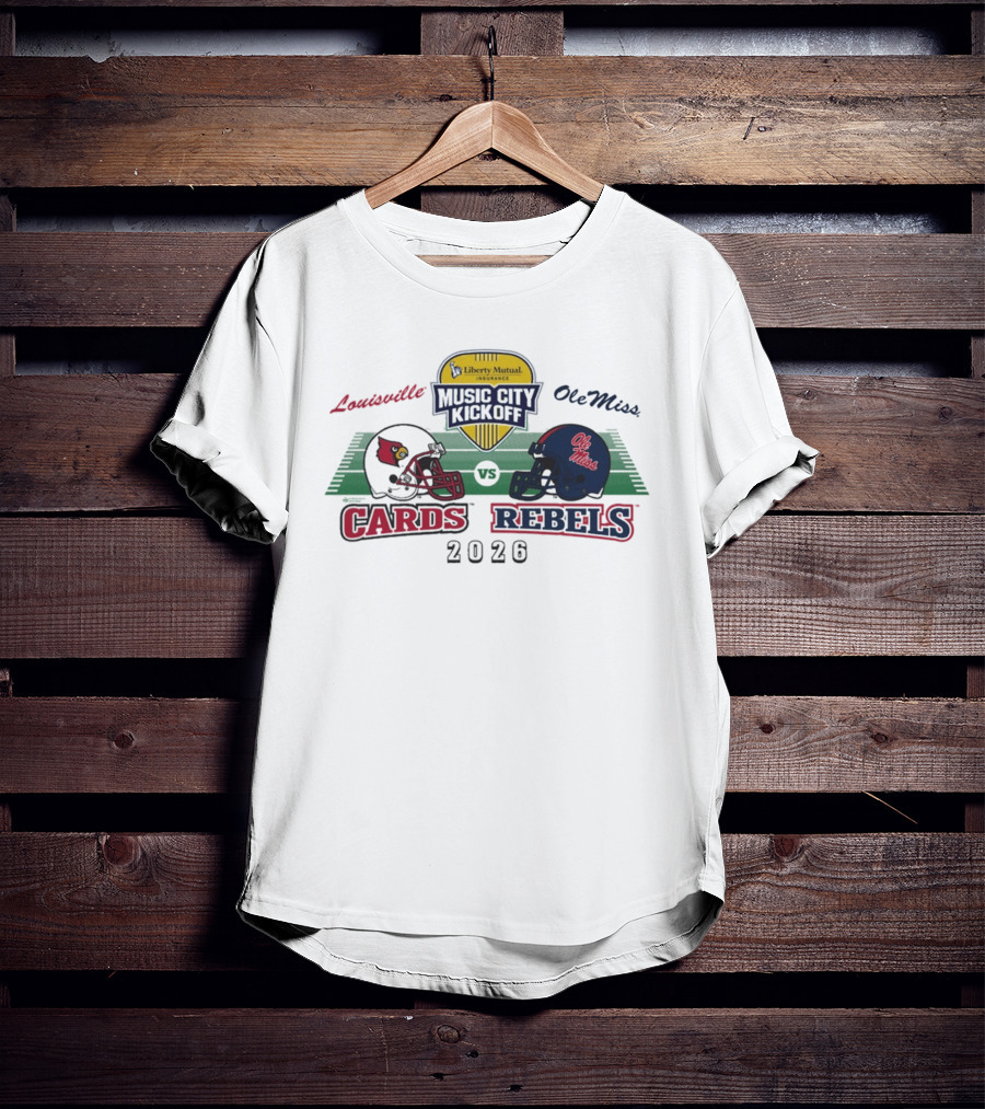 Liberty Mutual Music City Kickoff 2026 Louisville Cardinals Vs Ole Miss Rebels Matchup T-Shirt