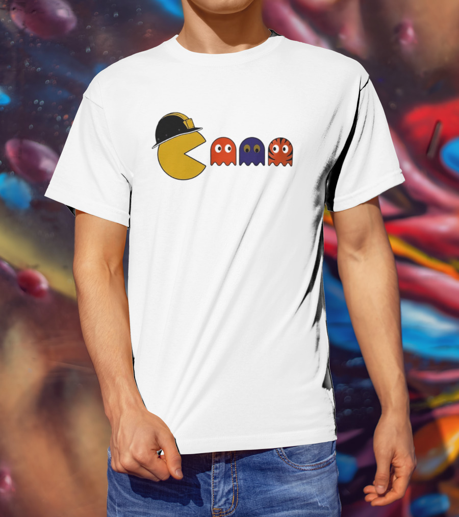 Pacman Hard Hat Ghosts Retro Gaming T-Shirt