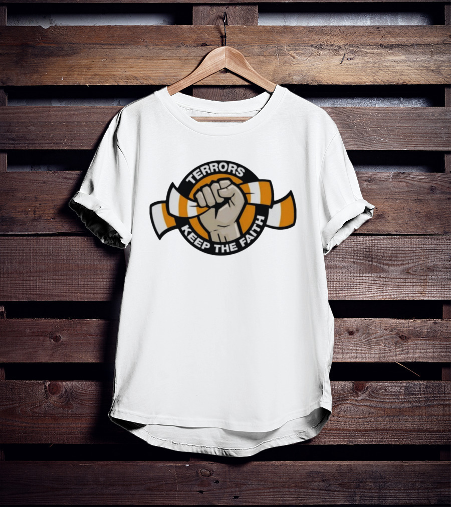 Terrors Keep The Faith Fist Holding Orange And White Scarf T-Shirt