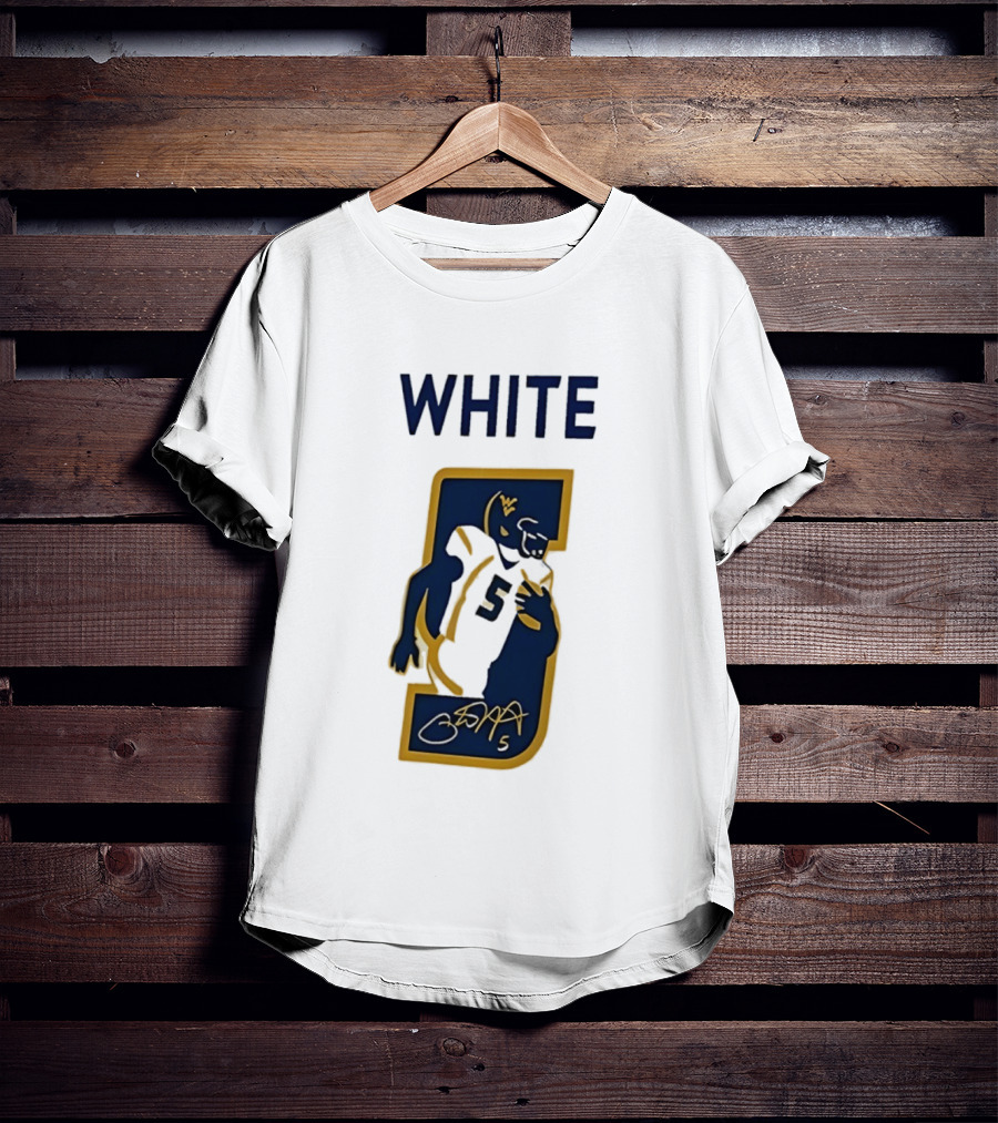 West Virginia Mountaineers Pat White Number 5 Signature 2026 T-Shirt