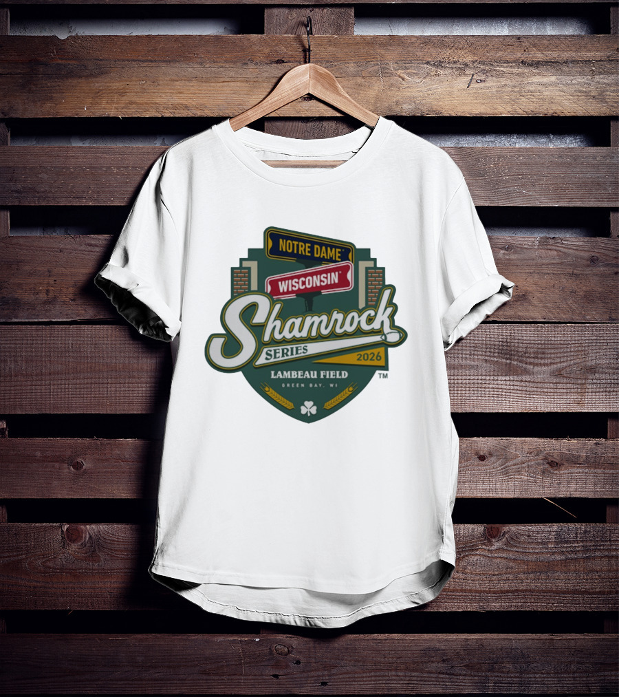 Notre Dame Wisconsin Shamrock Series 2026 Lambeau Field Green Bay WI T-Shirt
