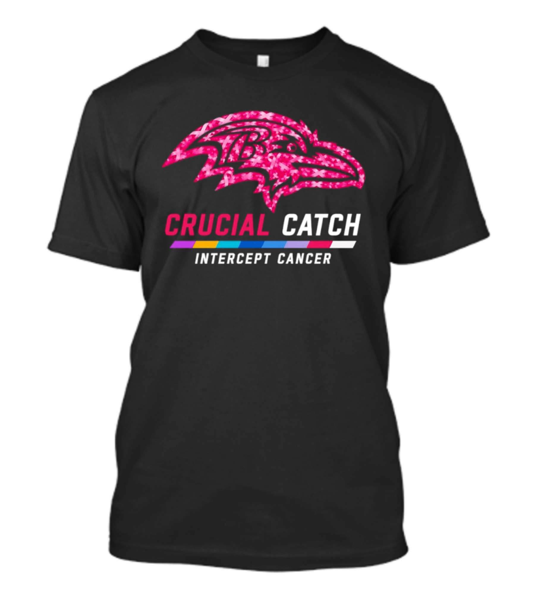 Baltimore Ravens Crucial Catch Intercept Cancer 2026 Pink Awareness Campaign T-Shirt