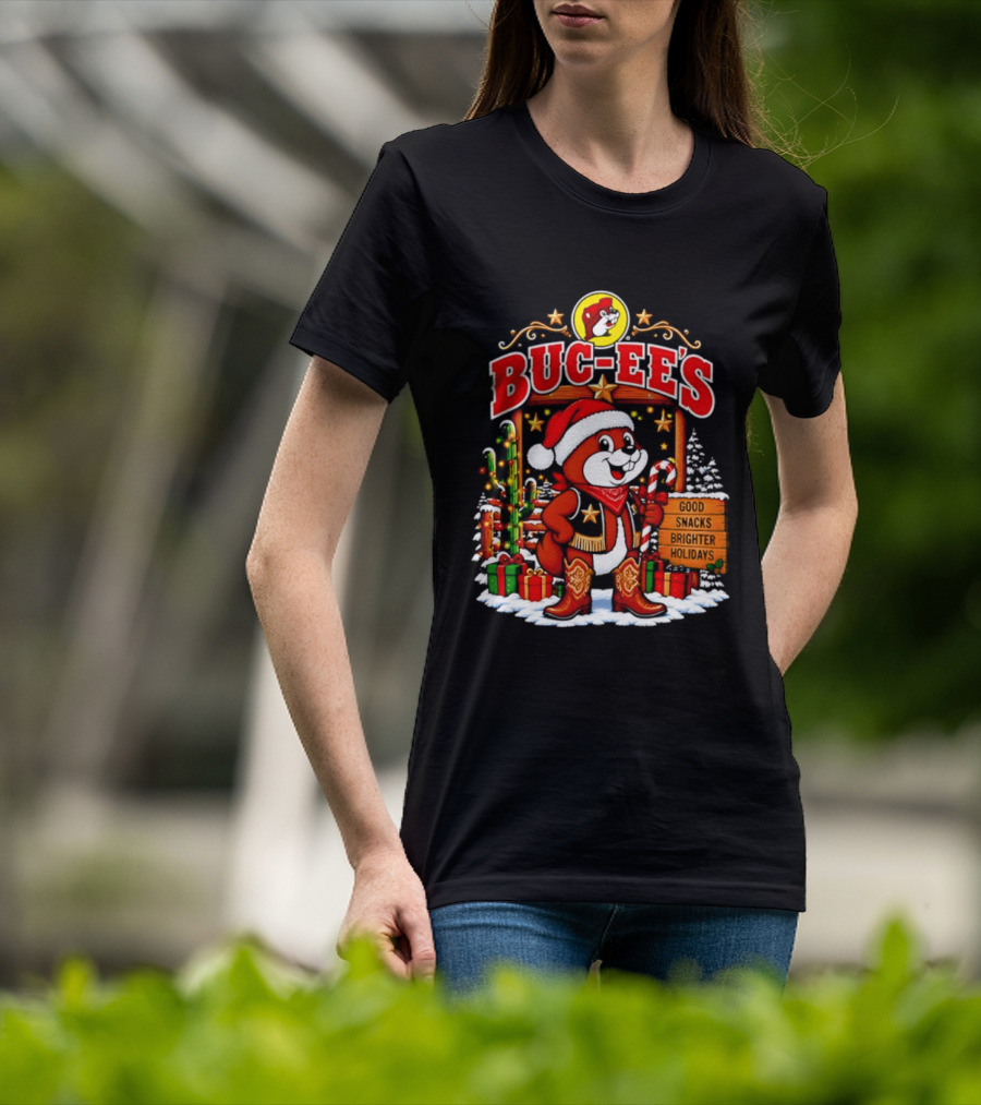 Buc Ee's Sleighs The Holidays Good Snacks Brighter Days Christmas T-Shirt