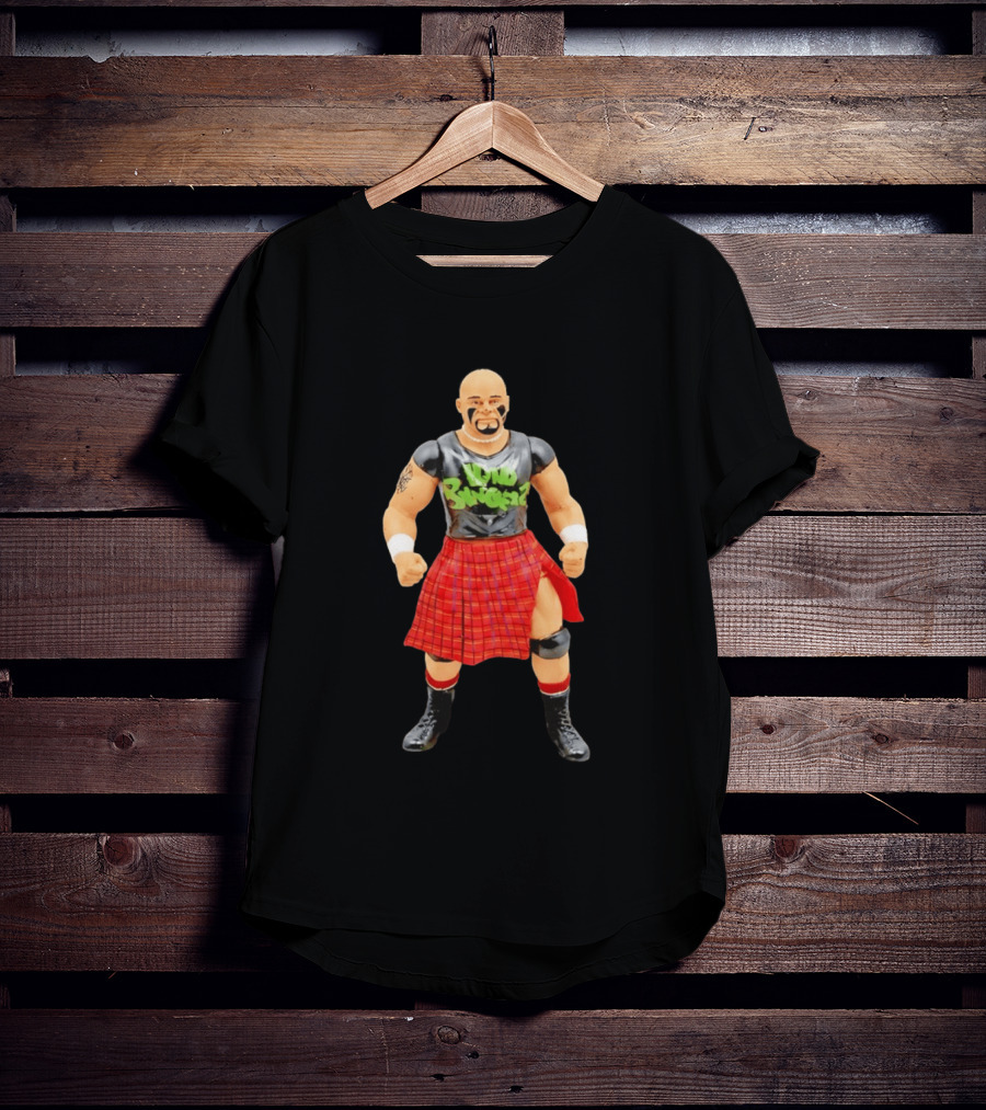 Loud Knockers Wrestling Figure In Red Plaid Skirt T-Shirt