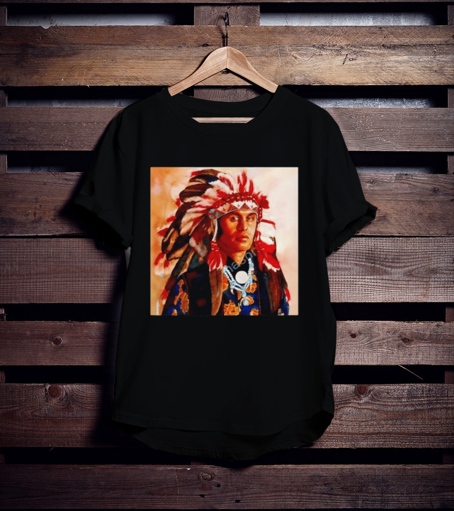 Chief Kirk Native American Indigenous Headdress And Traditional Attire T-Shirt