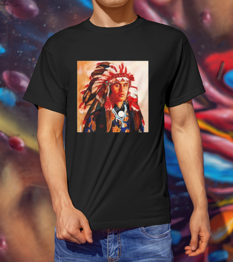 Chief Kirk Native American Indigenous Headdress And Traditional Attire T-Shirt