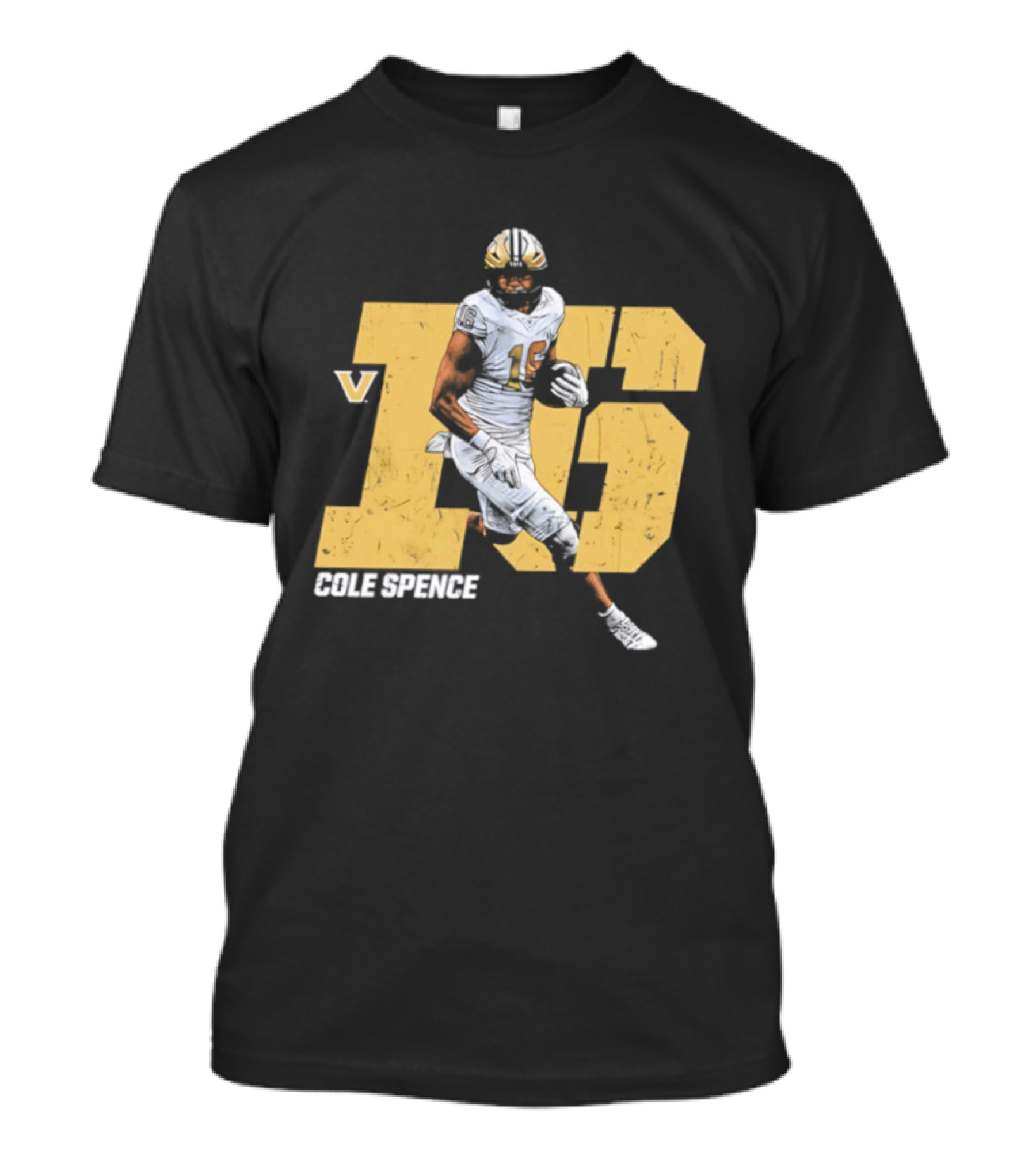 Vanderbilt Commodores Cole Spence 16 NCAA Football Player Pose T-Shirt
