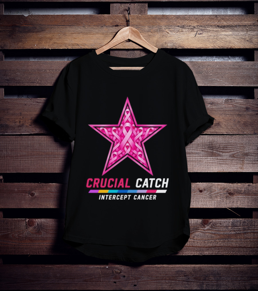 Dallas Cowboys 2026 Crucial Catch Intercept Cancer Pink Ribbon Star T-Shirt