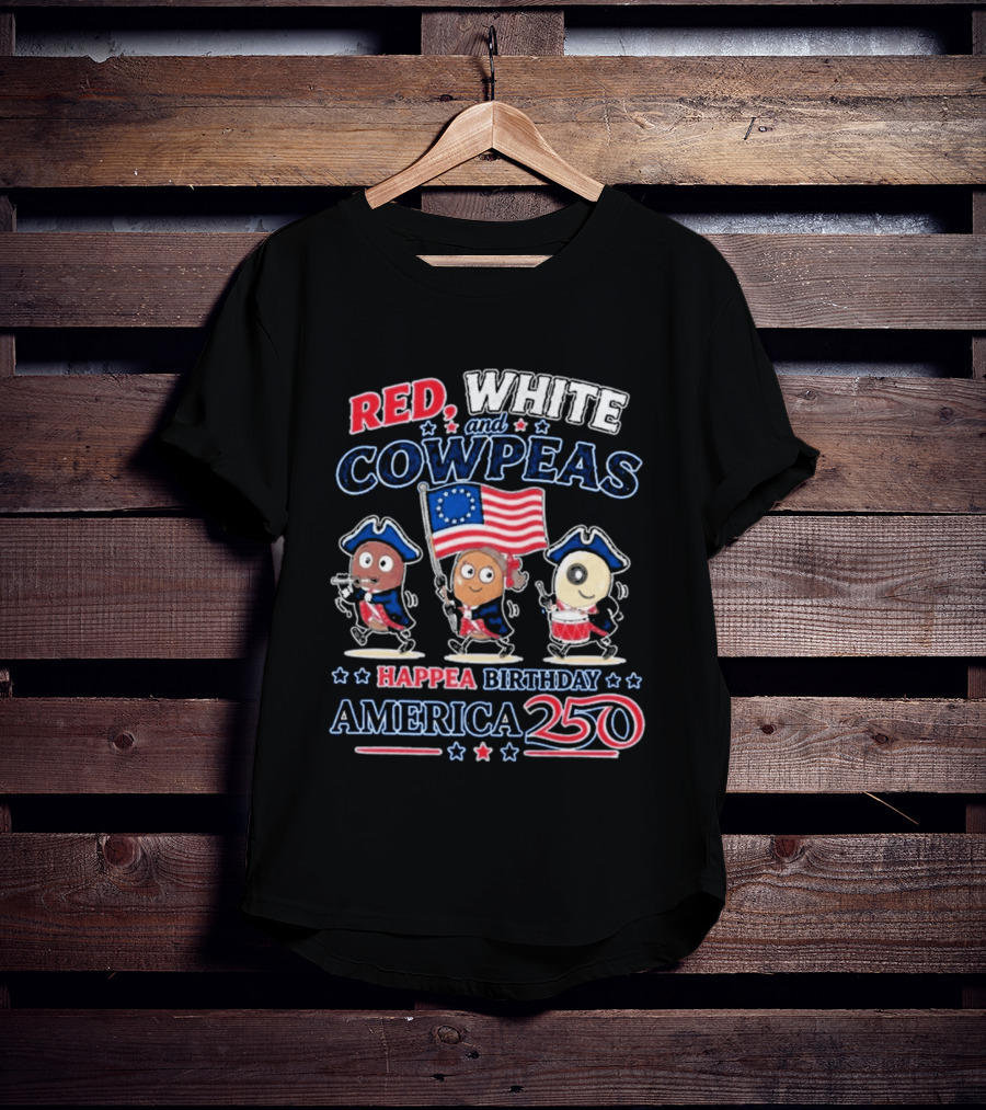 Happea Birthday America 250 Red White Cowpeas Patriots Celebration T-Shirt