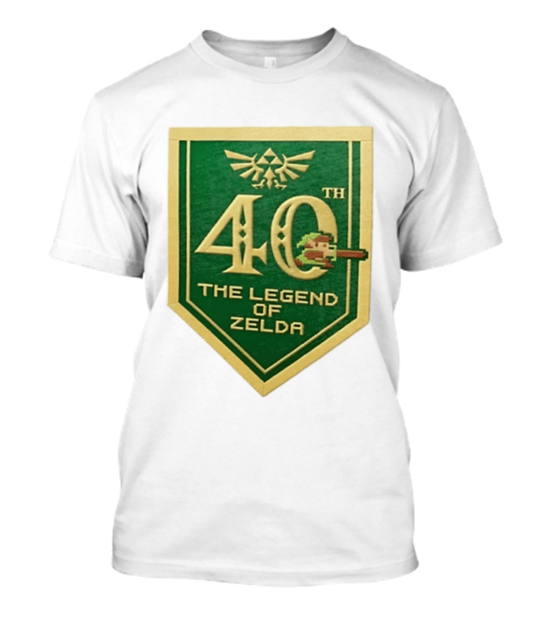 40th Anniversary The Legend Of Zelda With Link Pixel Art And Triforce T-Shirt